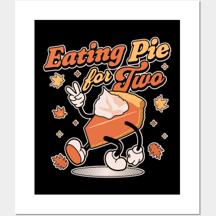 Eating Pie For Two - Thanksgiving Pregnancy Announcement Posters and Art